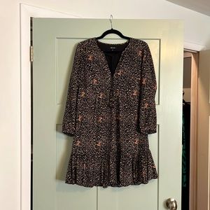 Madewell Fiesta Paisley Black Silk Dress